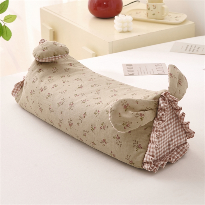 91家纺网 家纺一手货源 找家纺 大熊枕芯 2025新款全棉纯棉三角兔子荞麦枕全荞麦壳颈椎枕午睡护颈枕头枕芯 三角兔-田园咖 50x15x15cm/只