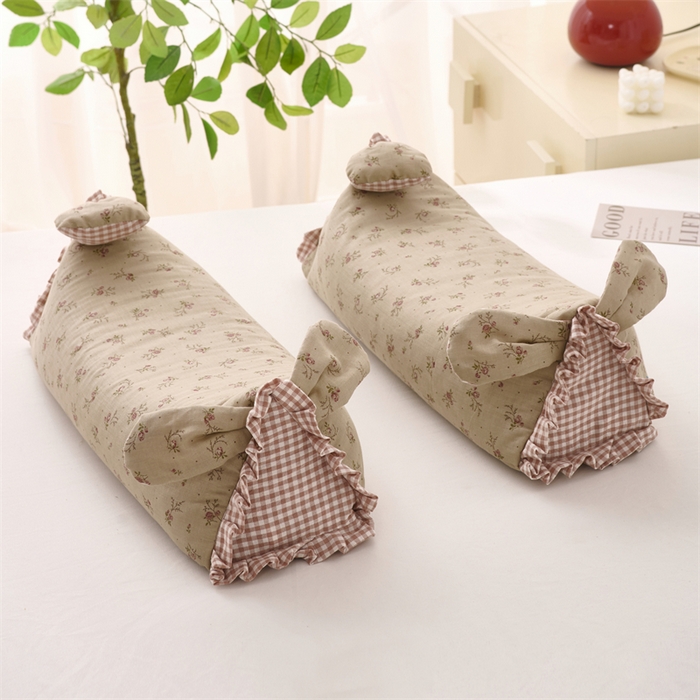 91家纺网 家纺一手货源 找家纺 大熊枕芯 2025新款全棉纯棉三角兔子荞麦枕全荞麦壳颈椎枕午睡护颈枕头枕芯 三角兔-田园咖 50x15x15cm/只