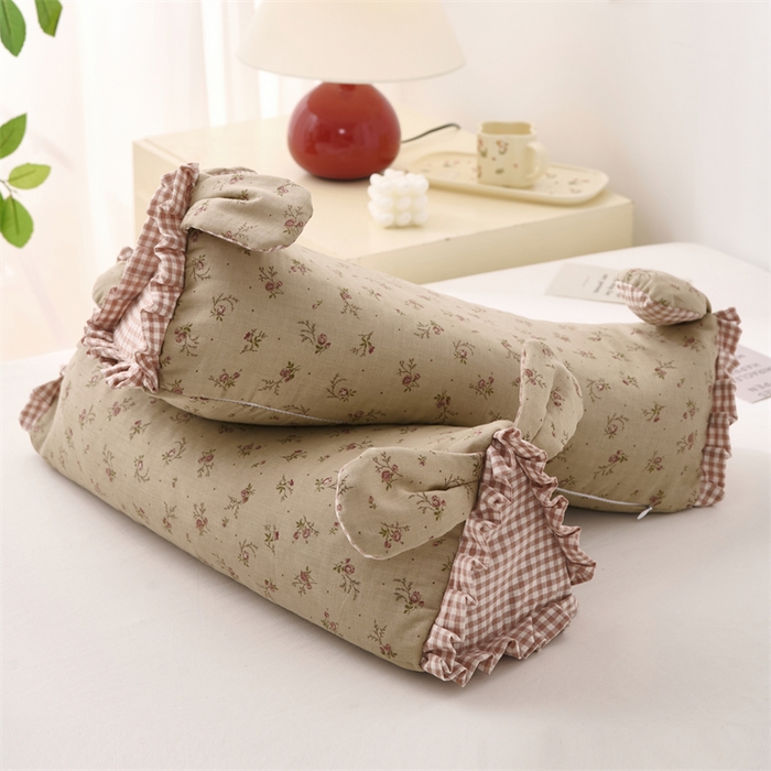 91家纺网 家纺一手货源 找家纺 大熊枕芯 2025新款全棉纯棉三角兔子荞麦枕全荞麦壳颈椎枕午睡护颈枕头枕芯 三角兔-田园咖 50x15x15cm/只