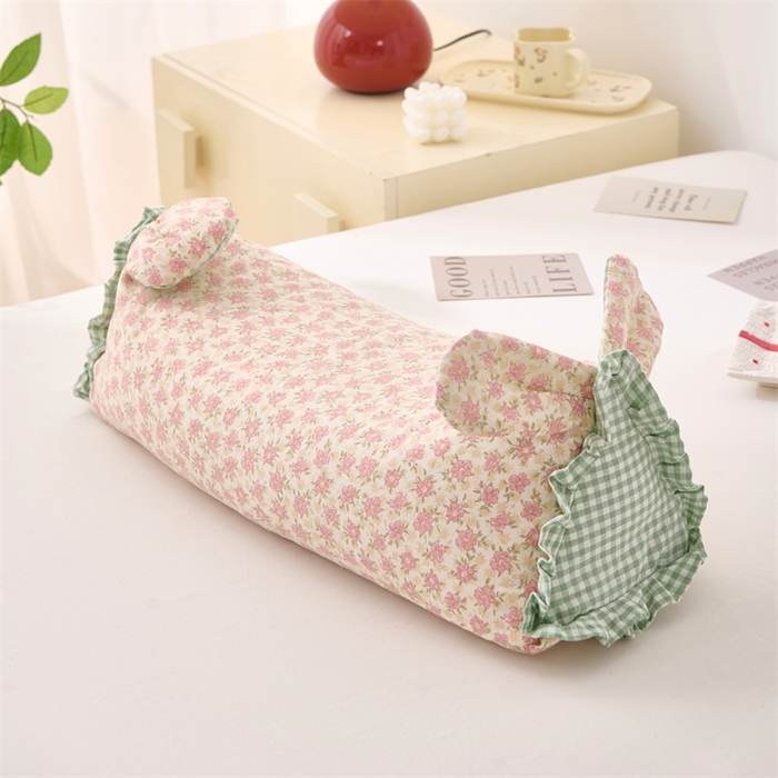 91家纺网 家纺一手货源 找家纺 大熊枕芯 2025新款全棉纯棉三角兔子荞麦枕全荞麦壳颈椎枕午睡护颈枕头枕芯 三角兔-田园粉 50x15x15cm/只