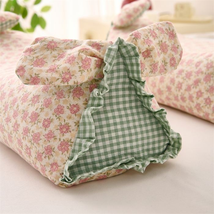 91家纺网 家纺一手货源 找家纺 大熊枕芯 2025新款全棉纯棉三角兔子荞麦枕全荞麦壳颈椎枕午睡护颈枕头枕芯 三角兔-田园粉 50x15x15cm/只