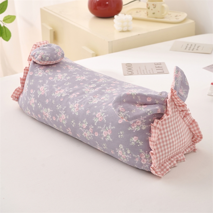 91家纺网 家纺一手货源 找家纺 大熊枕芯 2025新款全棉纯棉三角兔子荞麦枕全荞麦壳颈椎枕午睡护颈枕头枕芯 三角兔-田园紫 50x15x15cm/只