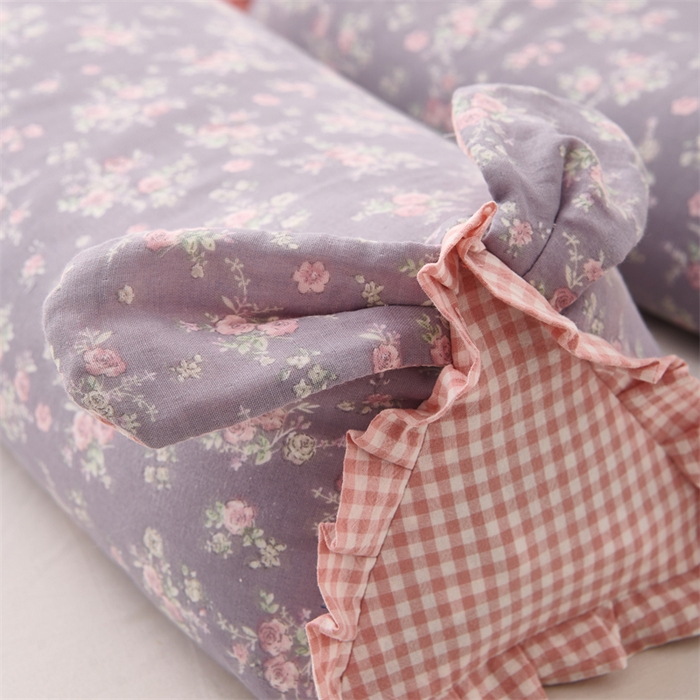 91家纺网 家纺一手货源 找家纺 大熊枕芯 2025新款全棉纯棉三角兔子荞麦枕全荞麦壳颈椎枕午睡护颈枕头枕芯 三角兔-田园紫 50x15x15cm/只