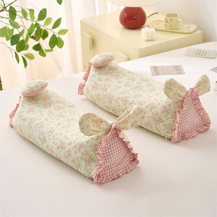 91家纺网 家纺一手货源 找家纺 大熊枕芯 2025新款全棉纯棉三角兔子荞麦枕全荞麦壳颈椎枕午睡护颈枕头枕芯 三角兔-田园黄 50x15x15cm/只