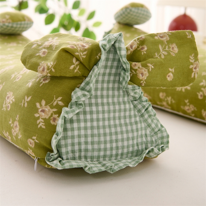 91家纺网 家纺一手货源 找家纺 大熊枕芯 2025新款全棉纯棉三角兔子荞麦枕全荞麦壳颈椎枕午睡护颈枕头枕芯 三角兔-田园绿 50x15x15cm/只