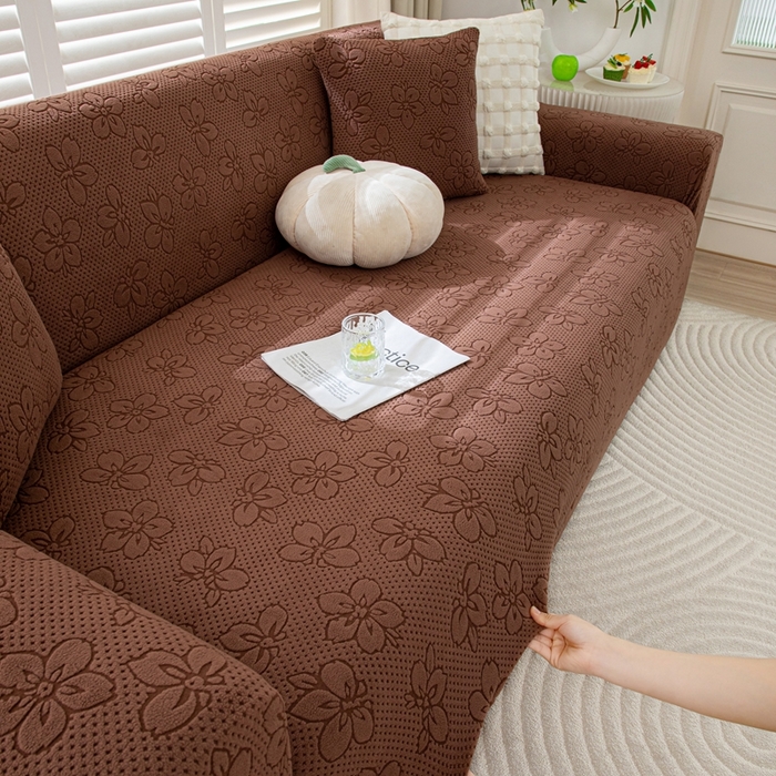 91家纺网 家纺一手货源 找家纺 沐沐家纺 2026新款山茶沙发套 咖色