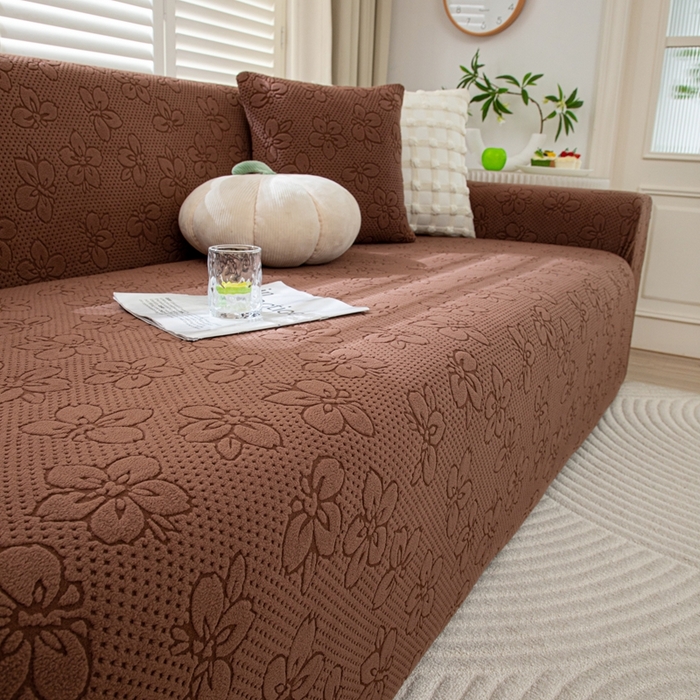 91家纺网 家纺一手货源 找家纺 沐沐家纺 2026新款山茶沙发套 咖色