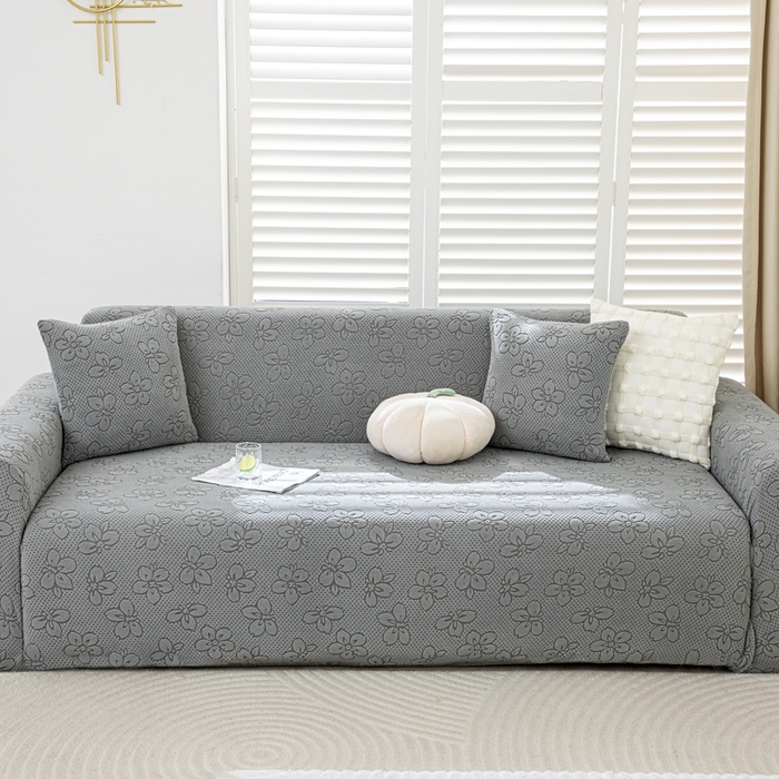 91家纺网 家纺一手货源 找家纺 沐沐家纺 2026新款山茶沙发套 浅灰