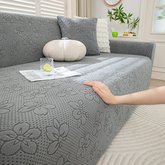 91家纺网 家纺一手货源 找家纺 沐沐家纺 2026新款山茶沙发套 浅灰