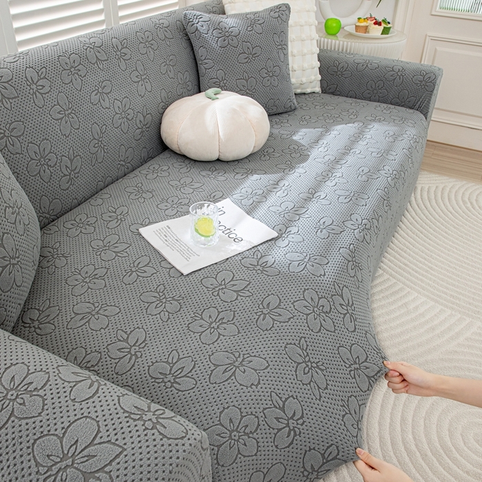 91家纺网 家纺一手货源 找家纺 沐沐家纺 2026新款山茶沙发套 浅灰