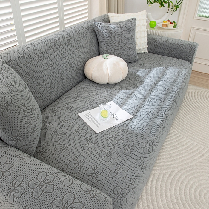 91家纺网 家纺一手货源 找家纺 沐沐家纺 2026新款山茶沙发套 浅灰