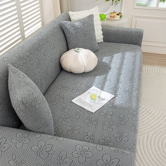 91家纺网 家纺一手货源 找家纺 沐沐家纺 2026新款山茶沙发套 浅灰