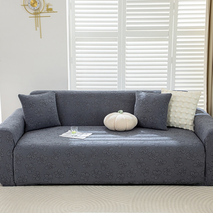 91家纺网 家纺一手货源 找家纺 沐沐家纺 2026新款山茶沙发套 深灰