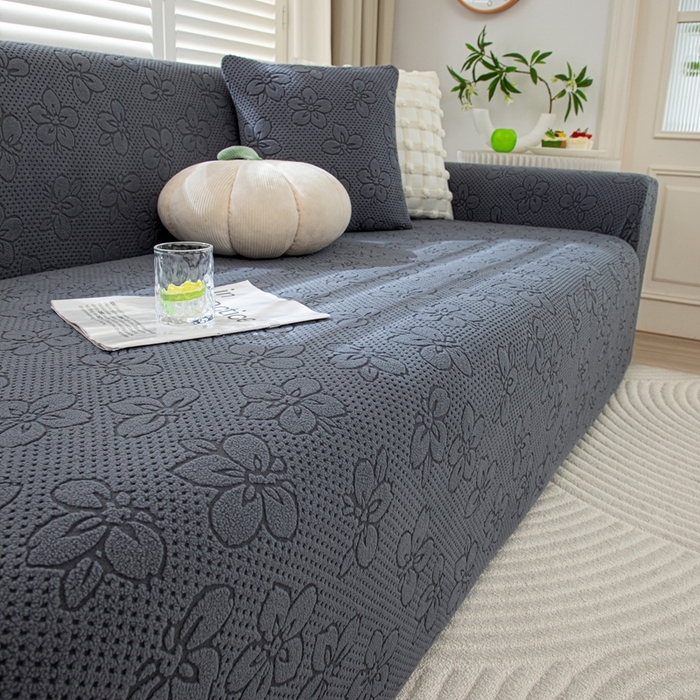 91家纺网 家纺一手货源 找家纺 沐沐家纺 2026新款山茶沙发套 深灰