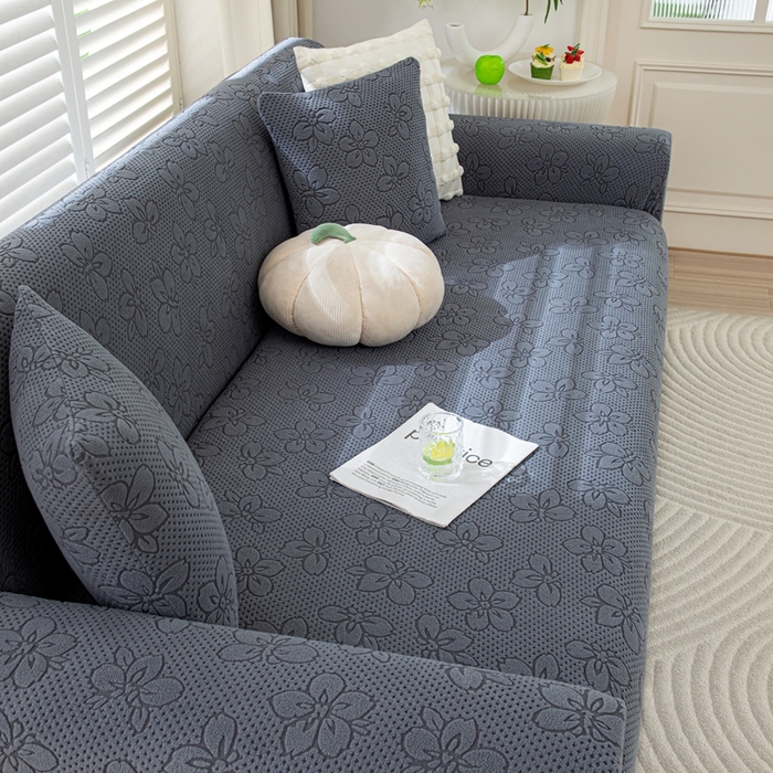 91家纺网 家纺一手货源 找家纺 沐沐家纺 2026新款山茶沙发套 深灰