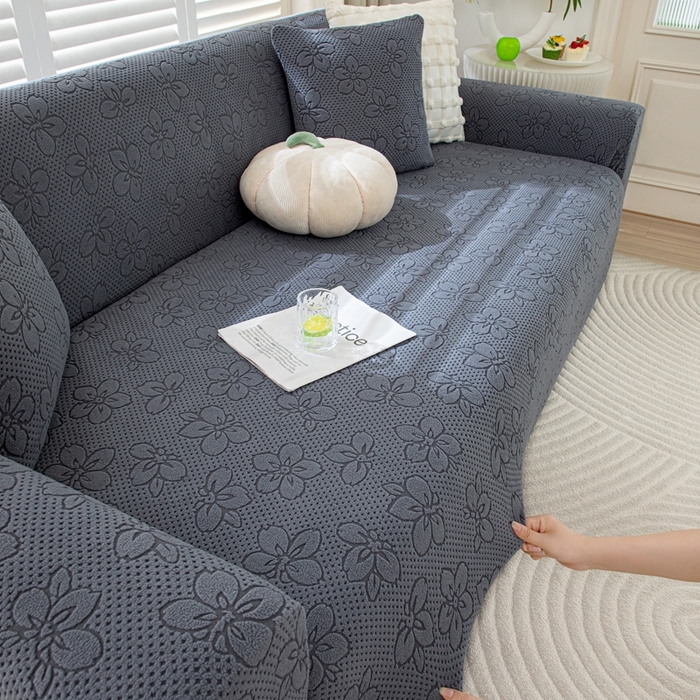 91家纺网 家纺一手货源 找家纺 沐沐家纺 2026新款山茶沙发套 深灰