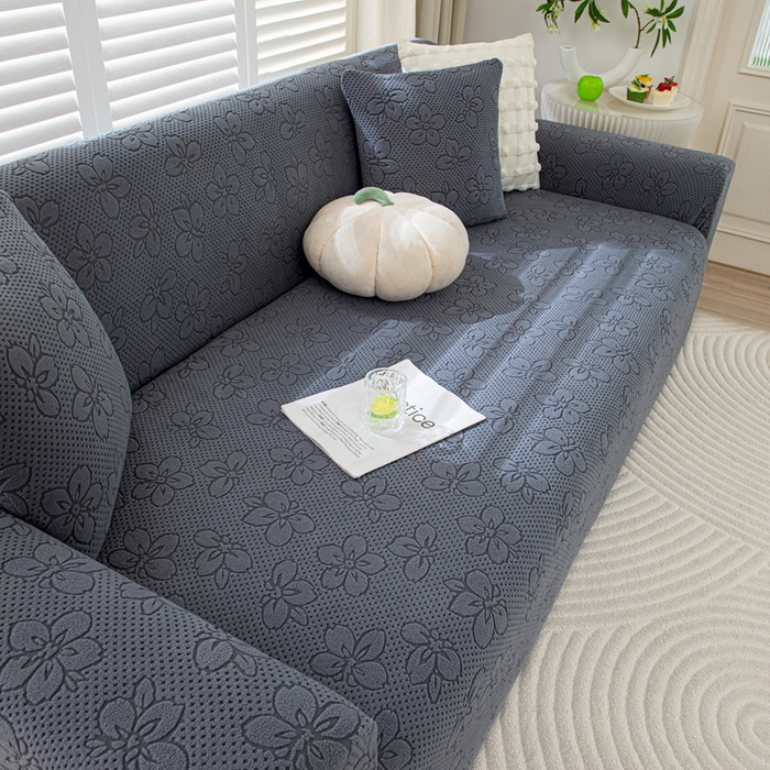 91家纺网 家纺一手货源 找家纺 沐沐家纺 2026新款山茶沙发套 深灰