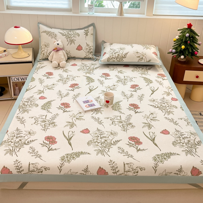 91家纺网 家纺一手货源 找家纺 小叮当家纺仓储工厂店 2025新款A类小清新卡通高品质冰藤印花床席款凉席席子-床席款 冰藤席-彼岸花开