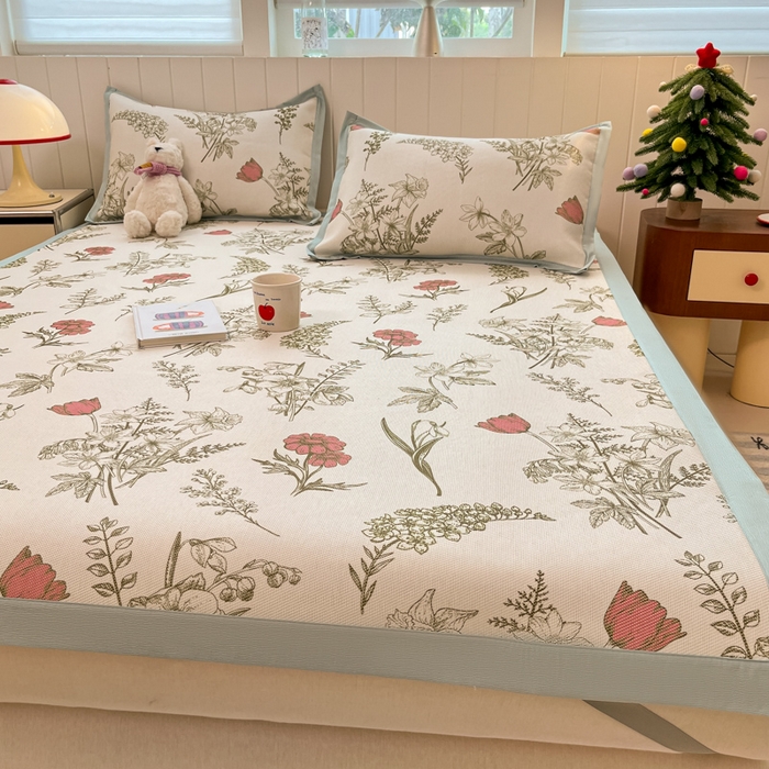 91家纺网 家纺一手货源 找家纺 小叮当家纺仓储工厂店 2025新款A类小清新卡通高品质冰藤印花床席款凉席席子-床席款 冰藤席-彼岸花开