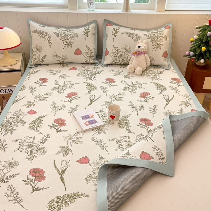 91家纺网 家纺一手货源 找家纺 小叮当家纺仓储工厂店 2025新款A类小清新卡通高品质冰藤印花床席款凉席席子-床席款 冰藤席-彼岸花开