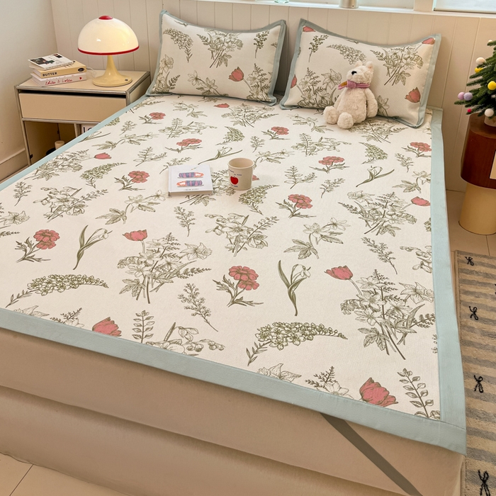 91家纺网 家纺一手货源 找家纺 小叮当家纺仓储工厂店 2025新款A类小清新卡通高品质冰藤印花床席款凉席席子-床席款 冰藤席-彼岸花开