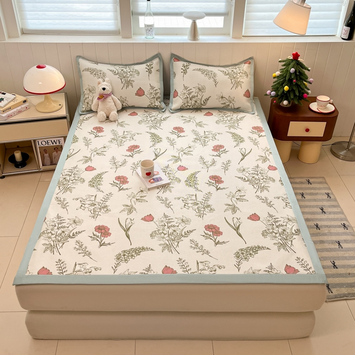 91家纺网 家纺一手货源 找家纺 小叮当家纺仓储工厂店 2025新款A类小清新卡通高品质冰藤印花床席款凉席席子-床席款 冰藤席-彼岸花开