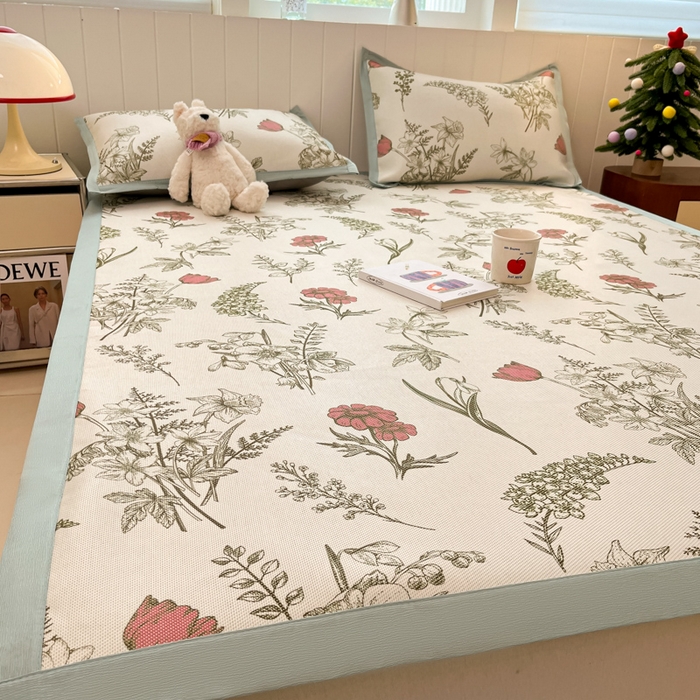 91家纺网 家纺一手货源 找家纺 小叮当家纺仓储工厂店 2025新款A类小清新卡通高品质冰藤印花床席款凉席席子-床席款 冰藤席-彼岸花开