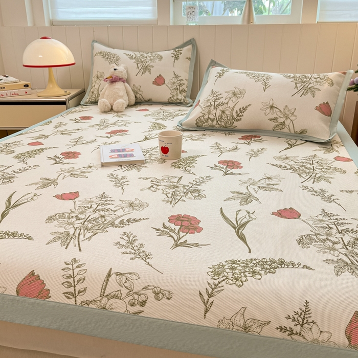 91家纺网 家纺一手货源 找家纺 小叮当家纺仓储工厂店 2025新款A类小清新卡通高品质冰藤印花床席款凉席席子-床席款 冰藤席-彼岸花开