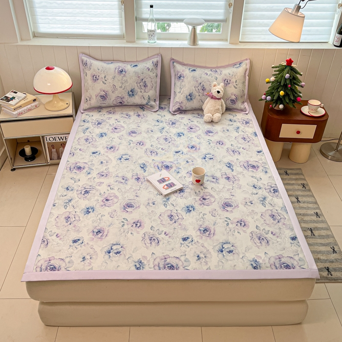 91家纺网 家纺一手货源 找家纺 小叮当家纺仓储工厂店 2025新款A类小清新卡通高品质冰藤印花床席款凉席席子-床席款 冰藤席-繁华朵朵