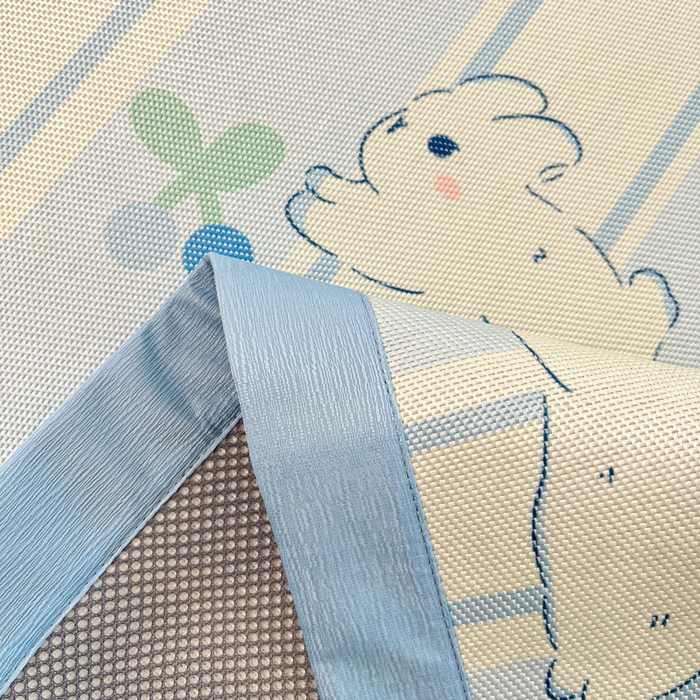 91家纺网 家纺一手货源 找家纺 小叮当家纺仓储工厂店 2025新款A类小清新卡通高品质冰藤印花床席款凉席席子-床席款 冰藤席-蓝条兔