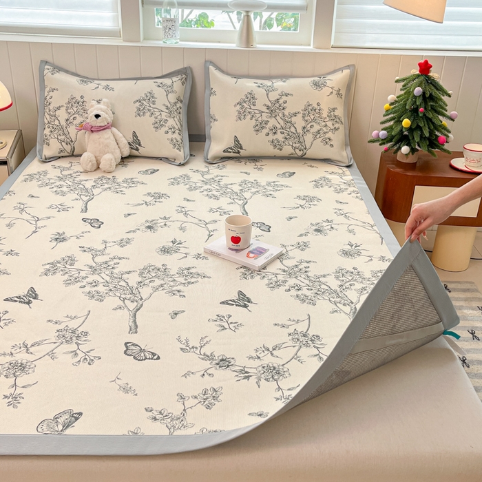 91家纺网 家纺一手货源 找家纺 小叮当家纺仓储工厂店 2025新款A类小清新卡通高品质冰藤印花床席款凉席席子-床席款 冰藤席-梦蝶