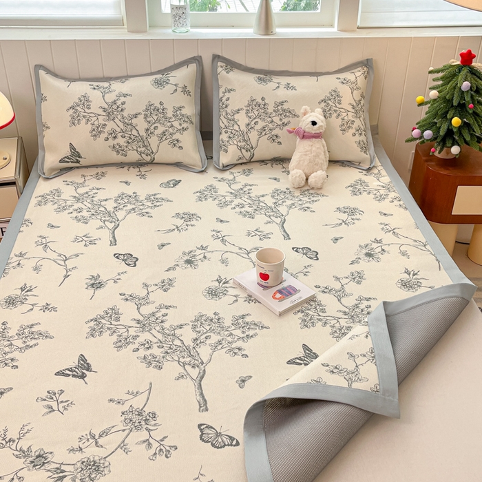 91家纺网 家纺一手货源 找家纺 小叮当家纺仓储工厂店 2025新款A类小清新卡通高品质冰藤印花床席款凉席席子-床席款 冰藤席-梦蝶