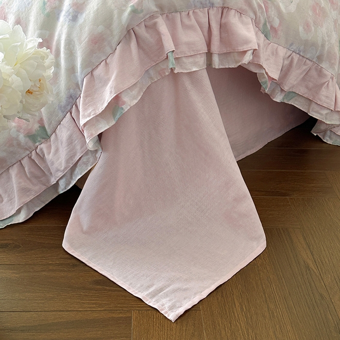 91家纺网 家纺一手货源 找家纺 （总）乐美家纺 2025新款全棉纯棉法式双层纱花边四件套