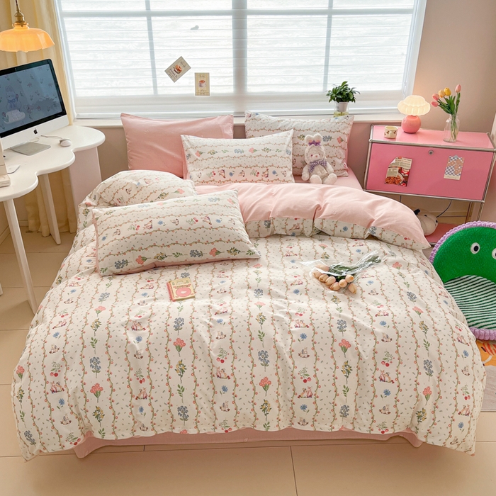 91家纺网 家纺一手货源 找家纺 富瑞阁 新款印花加厚加密13070全棉四件套（全尺寸）枝间梦