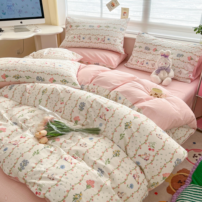 91家纺网 家纺一手货源 找家纺 富瑞阁 新款印花加厚加密13070全棉四件套（全尺寸）枝间梦