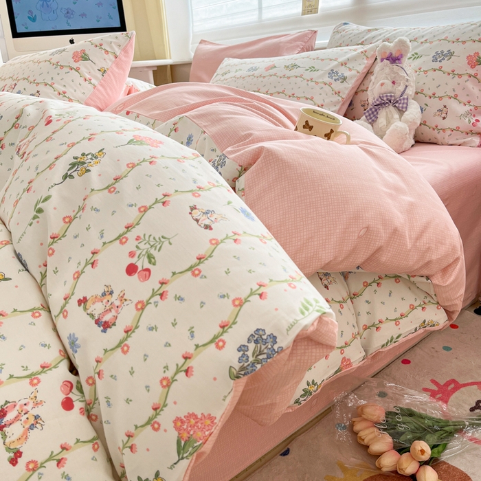 91家纺网 家纺一手货源 找家纺 富瑞阁 新款印花加厚加密13070全棉四件套（全尺寸）枝间梦