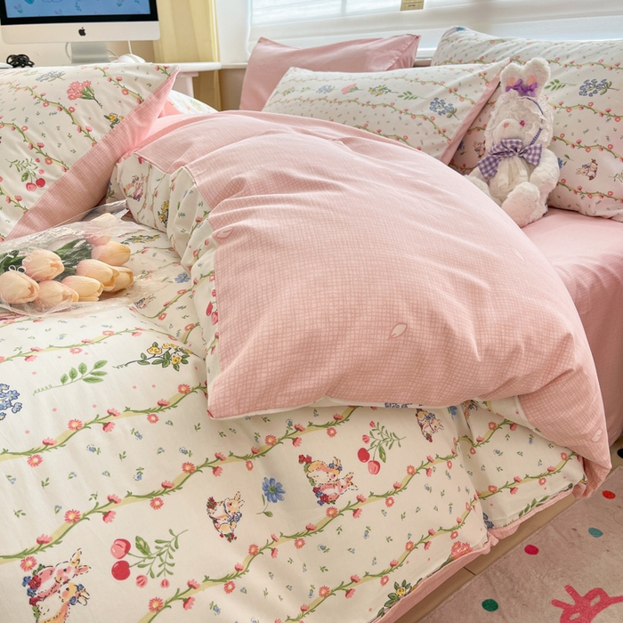 91家纺网 家纺一手货源 找家纺 富瑞阁 新款印花加厚加密13070全棉四件套（全尺寸）枝间梦