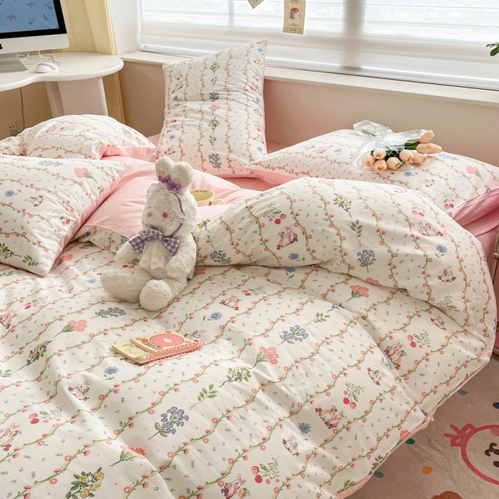 91家纺网 家纺一手货源 找家纺 富瑞阁 新款印花加厚加密13070全棉四件套（全尺寸）枝间梦