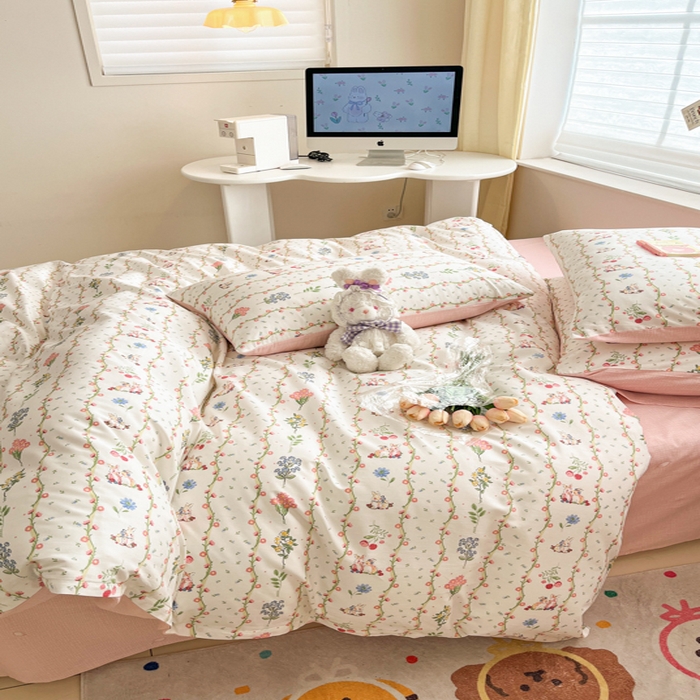 91家纺网 家纺一手货源 找家纺 富瑞阁 新款印花加厚加密13070全棉四件套（全尺寸）枝间梦