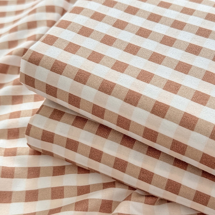 91家纺网 家纺一手货源 找家纺 十一家居 2025年新款ins无印风A类云朵亲肤水洗棉单床单——眠语系列 豆沙小格