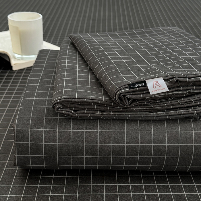 十一家居 2025年新款ins无印风A类云朵亲肤水洗棉单床单——眠语系列 黑小格