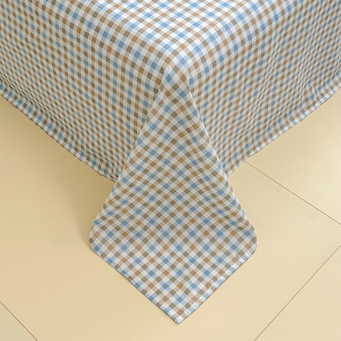 91家纺网 家纺一手货源 找家纺 十一家居 2025年新款ins无印风A类云朵亲肤水洗棉单床单——眠语系列 蓝咖小格