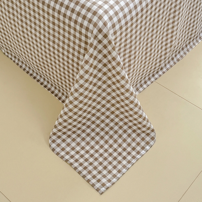 91家纺网 家纺一手货源 找家纺 十一家居 2025年新款ins无印风A类云朵亲肤水洗棉单床单——眠语系列 奶咖小格