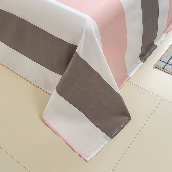 91家纺网 家纺一手货源 找家纺 十一家居 2025年新款ins无印风A类云朵亲肤水洗棉单床单——眠语系列 桃灰格