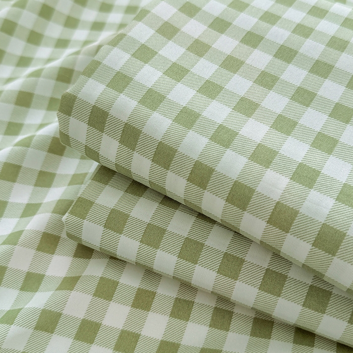 91家纺网 家纺一手货源 找家纺 十一家居 2025年新款ins无印风A类云朵亲肤水洗棉单床单——眠语系列 小绿格