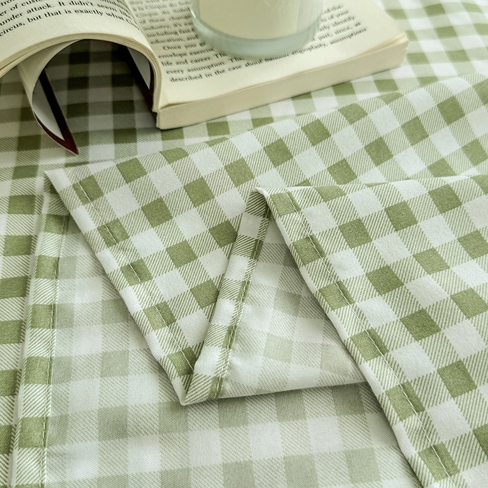 91家纺网 家纺一手货源 找家纺 十一家居 2025年新款ins无印风A类云朵亲肤水洗棉单床单——眠语系列 小绿格