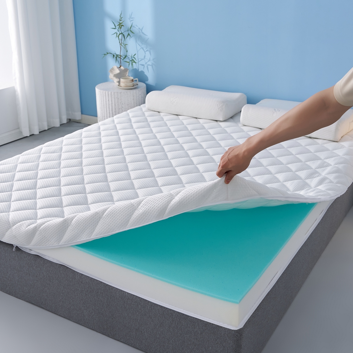 91家纺网 家纺一手货源 找家纺 （总）时奥家纺 2025新款元气记忆棉活套绗绣款床垫-成人款