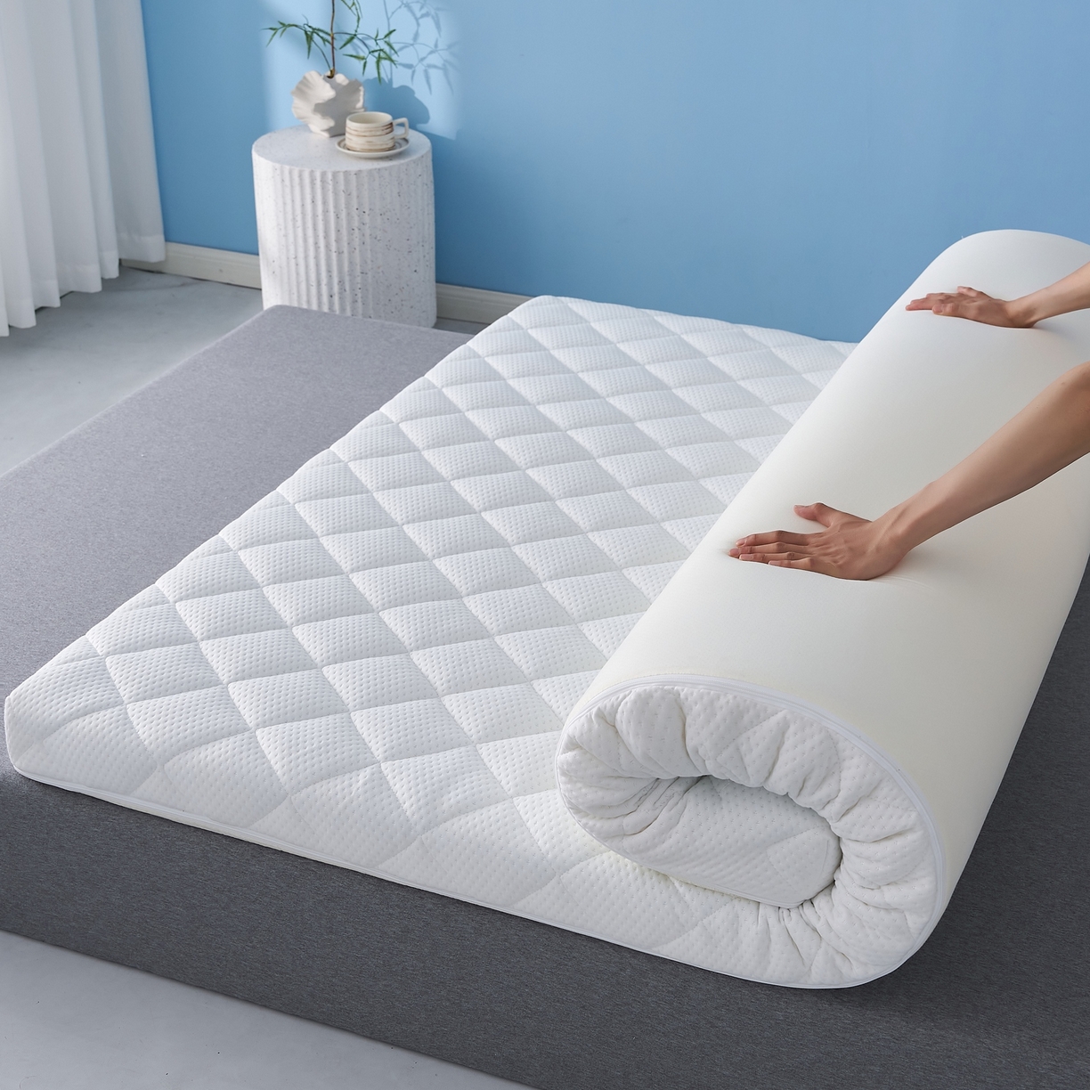 91家纺网 家纺一手货源 找家纺 （总）时奥家纺 2025新款元气记忆棉活套绗绣款床垫-成人款