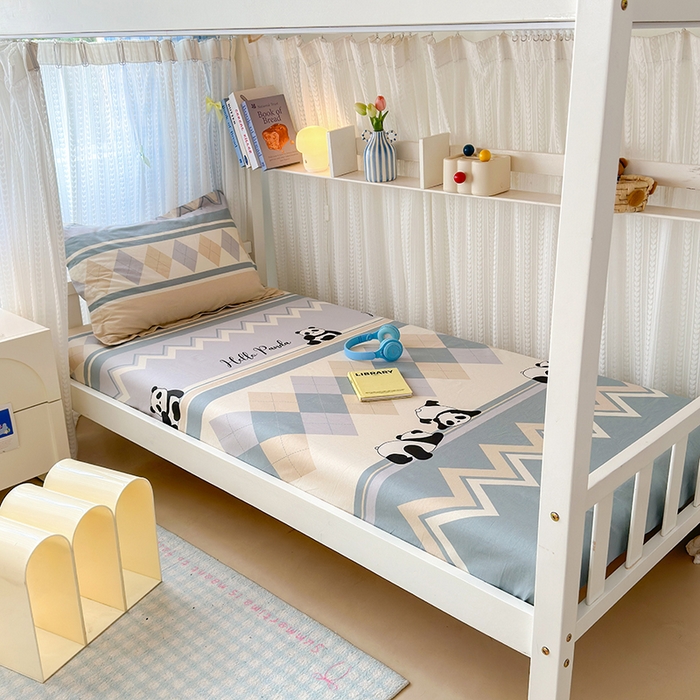 拾物记 2025新款A类全棉纯棉棉印花学生床笠床笠单件单床笠 调皮熊猫