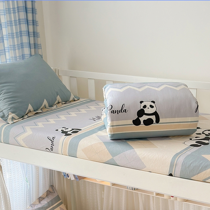 91家纺网 家纺一手货源 找家纺 拾物记 2025新款A类全棉纯棉棉印花学生床笠床笠单件单床笠 调皮熊猫